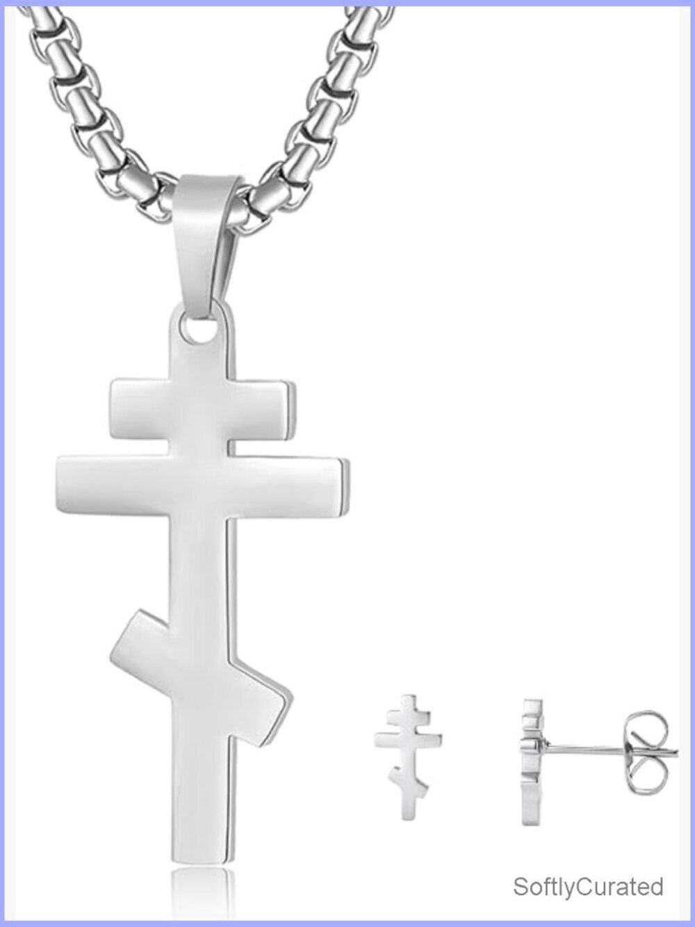 Orthodox Stainless Steel Cross Necklace Pendant Unisex